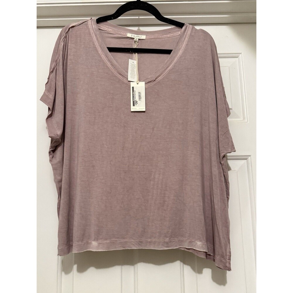 Z Supply Women’s V Neck Cropped Tee Rose/Pink Small Minimalist Coastal Casual